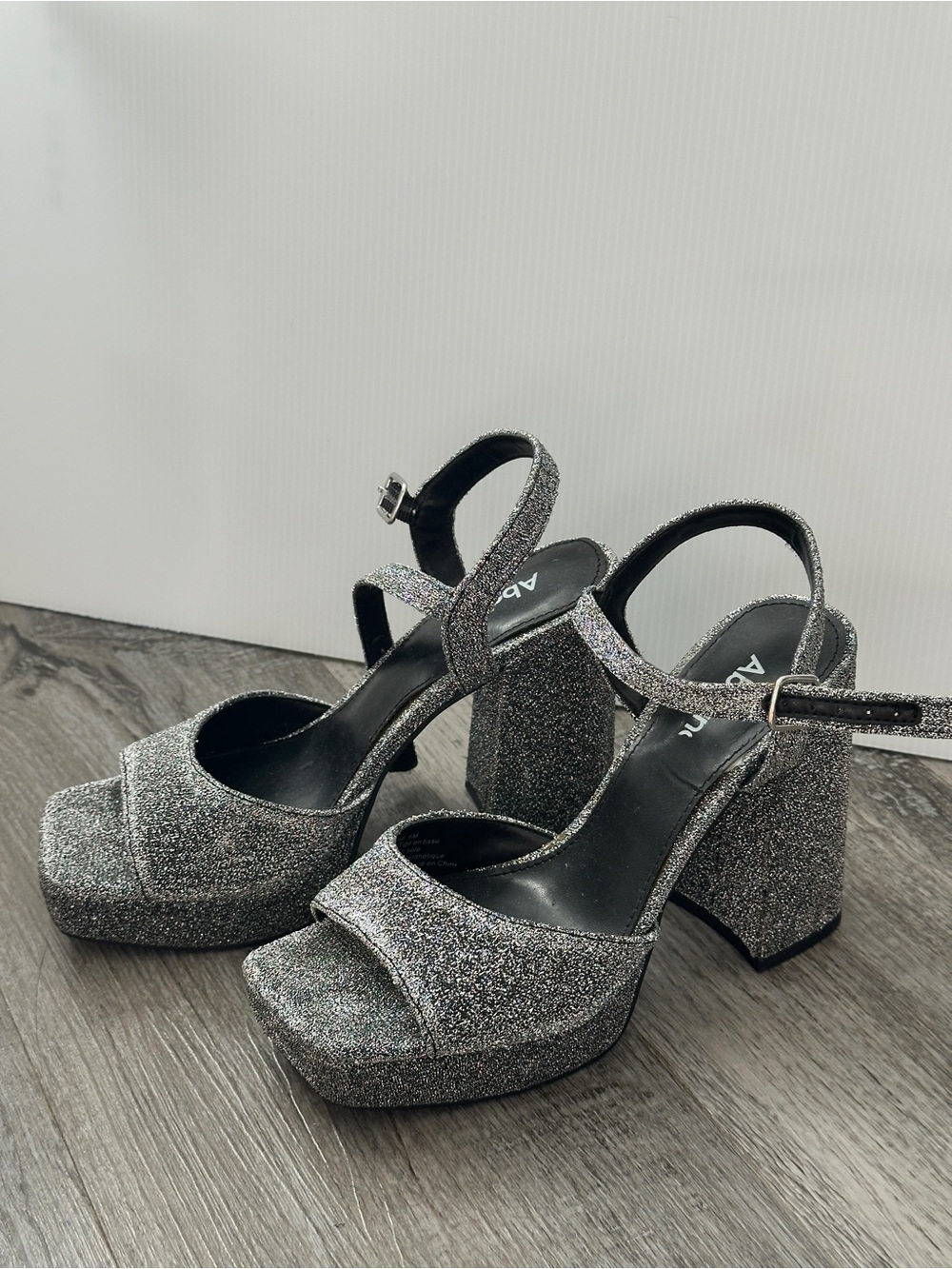Abound Silver Glitter Platform Block Heels